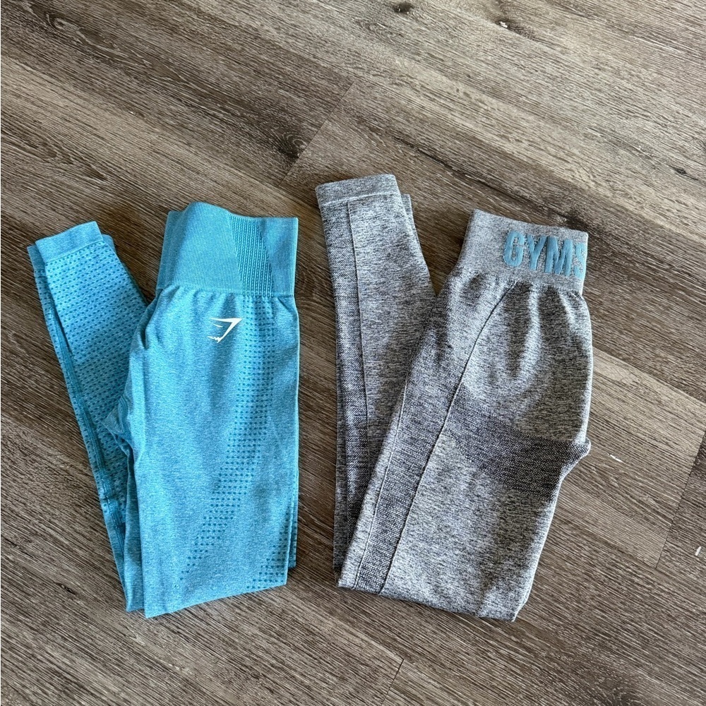 Gymshark Woman Teal and Gray Leggings Duo